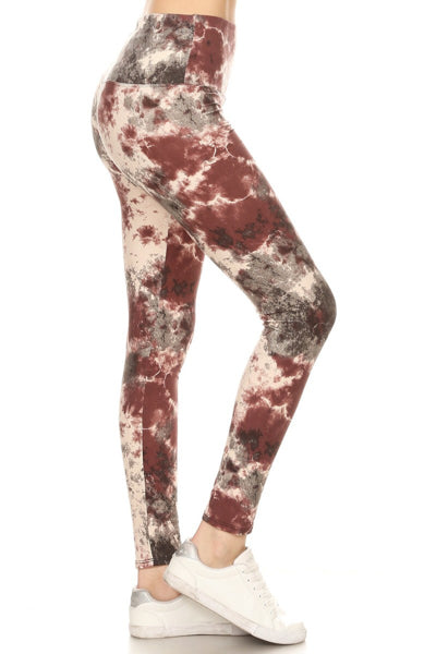 One Size Leggings - Dusty Berry Tie Dye