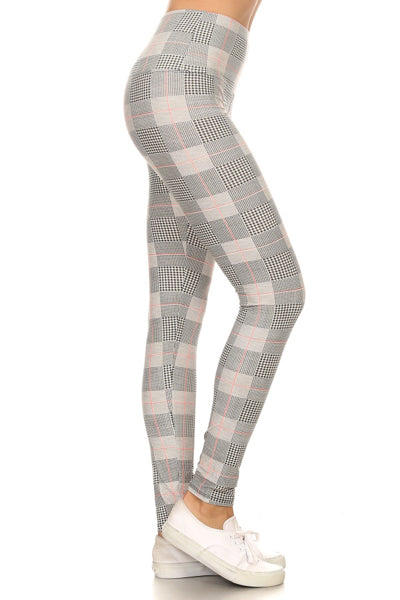 One Size Leggings - Grey Plaid