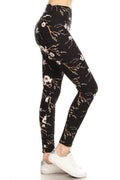 One Size Leggings -  Black Floral