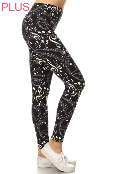 Plus Size _ Music Notes Leggings