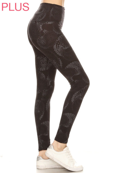 Plus Size Leggings -Midnight Paisley
