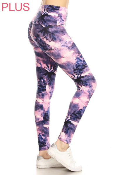 Plus Size - Pink Tye Dye Leggings