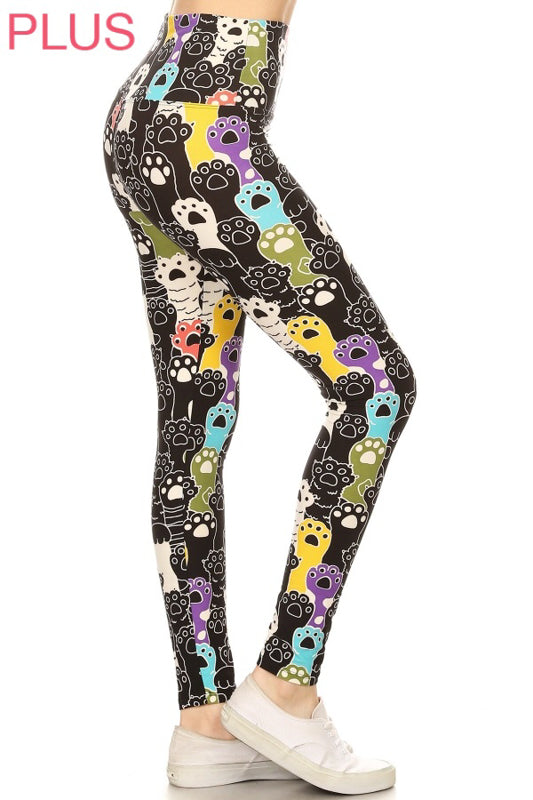 Plus Size  Leggings - Colorful Paw