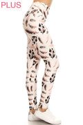 Plus Size Leggings - Feather Print
