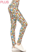 Plus Size Leggings - Colorful Plaid Leggings