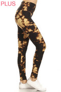 Plus Size Leggings_ Brown tie dye