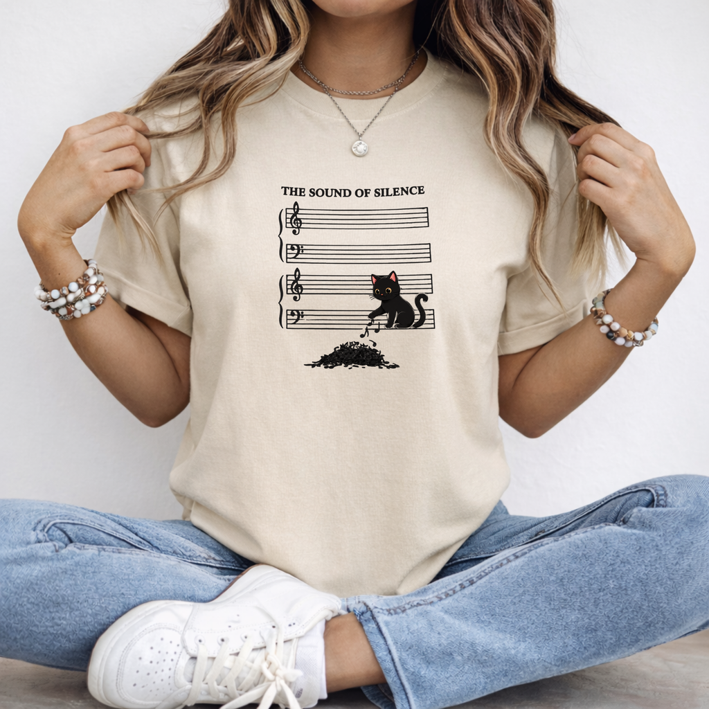 Funny Cat Shirt: The Sound Of Silence | Humorous Cat Retro Tee