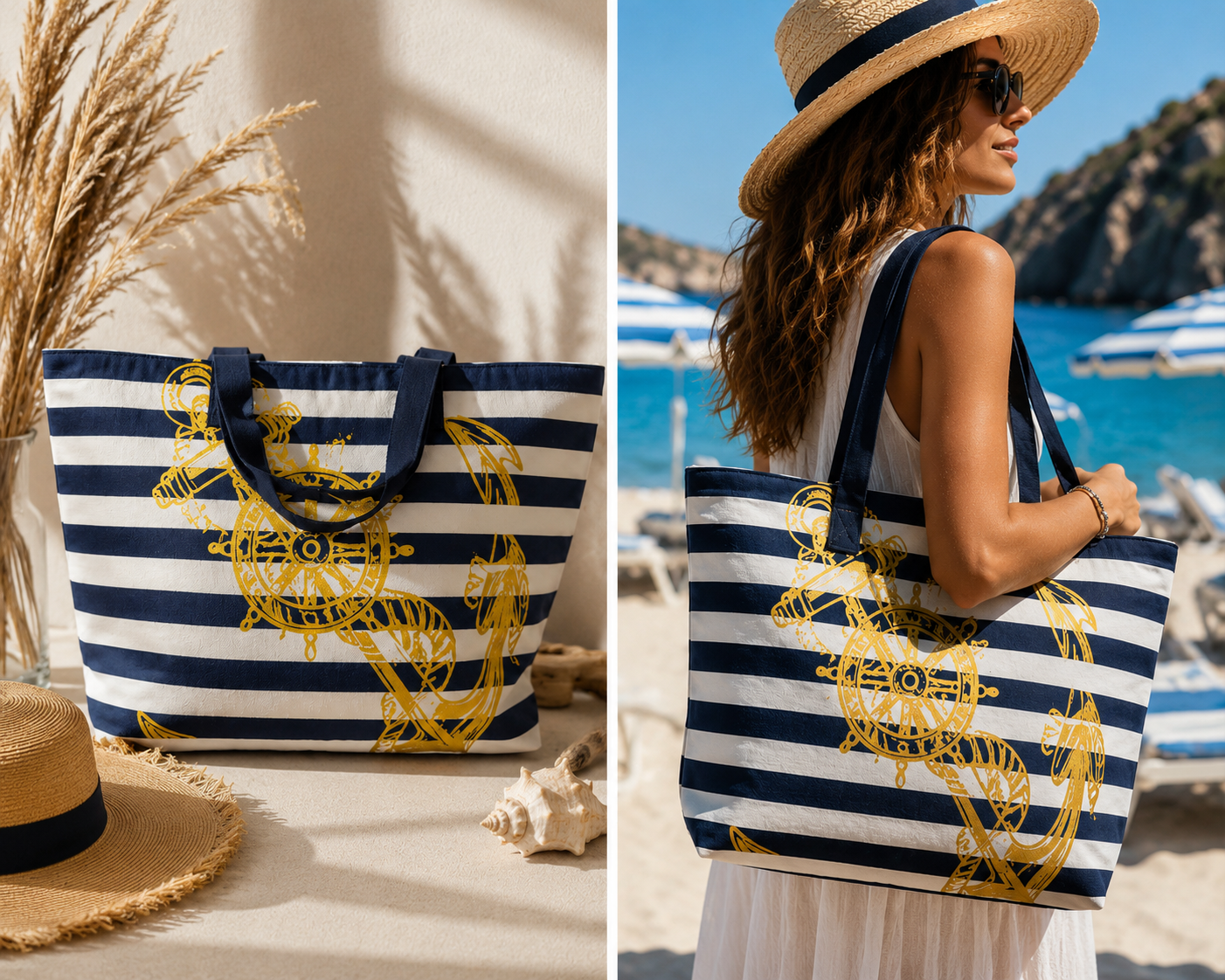 Beach Bag - Coastal Stripe Tota Bag