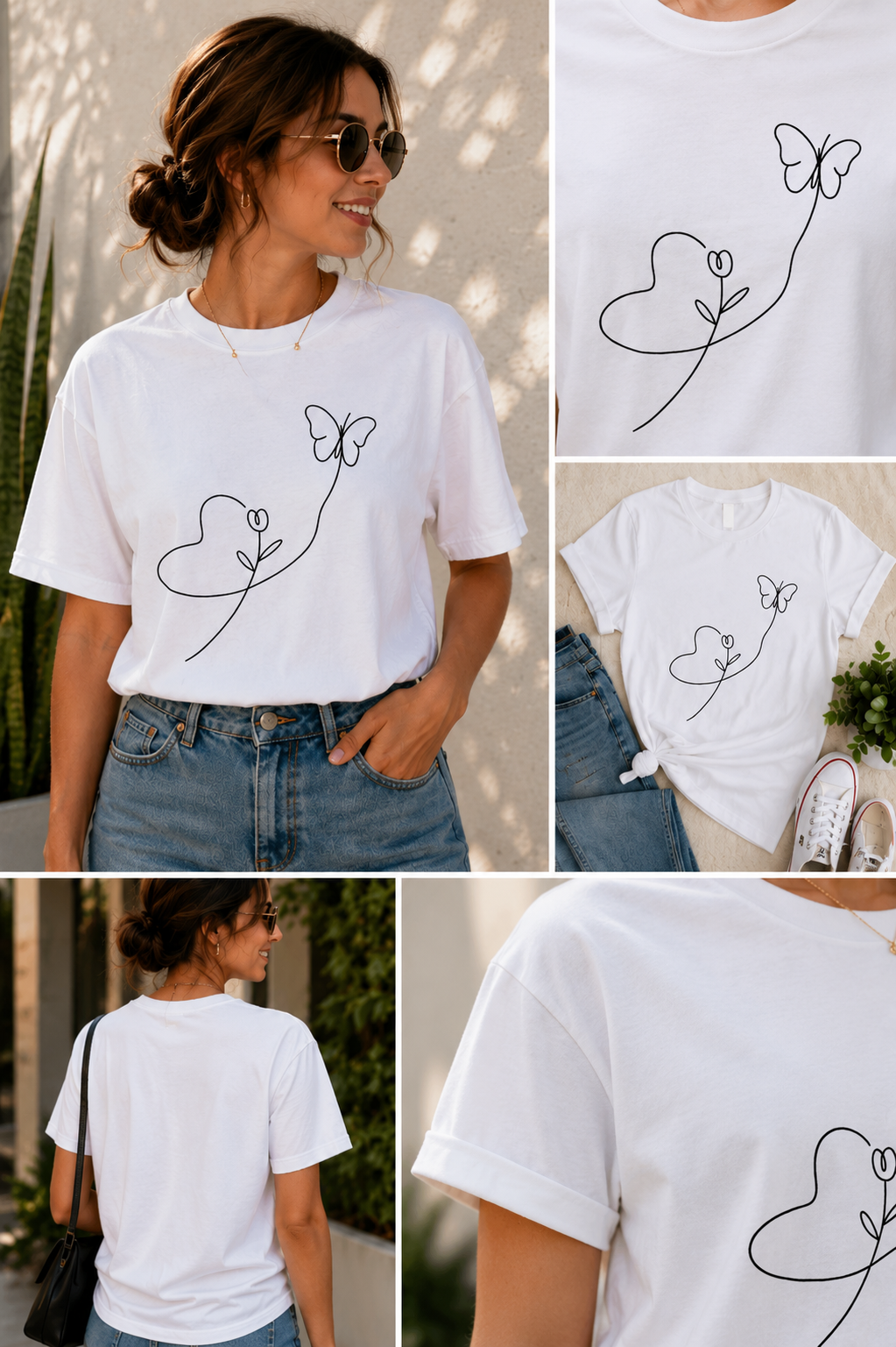 Signature  Burtterfly Line Art Tee