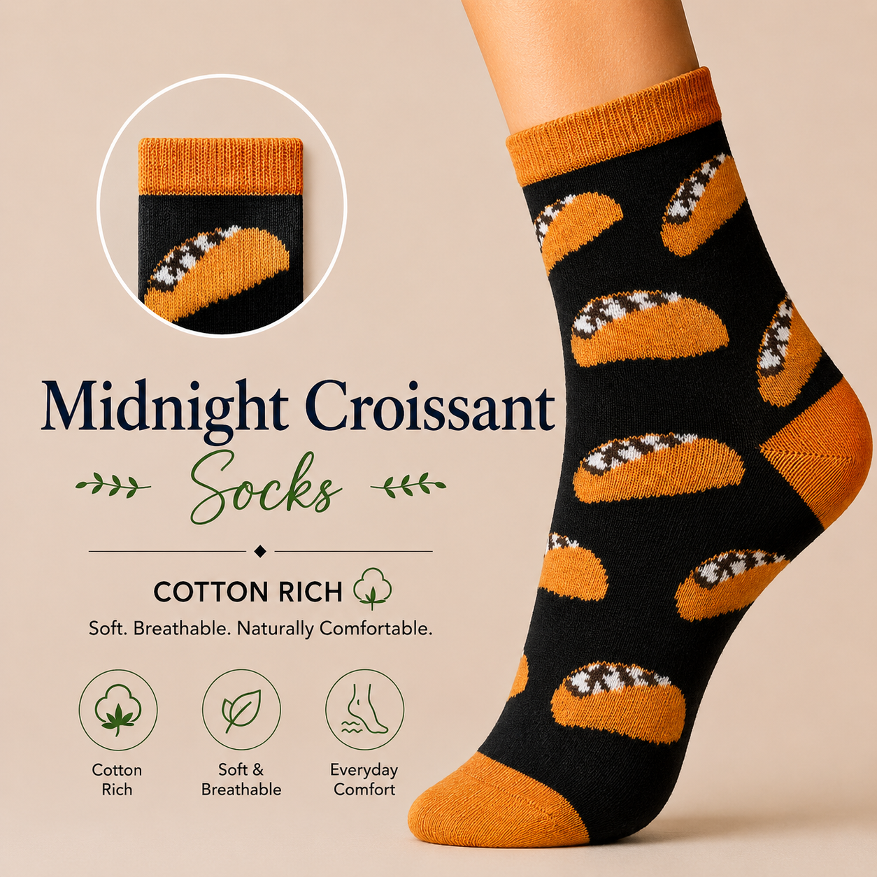 Socks - Midnight Croissant Socks