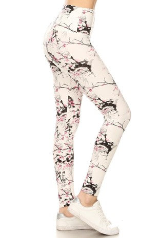 One Size Leggings - Sakura Print Leggings