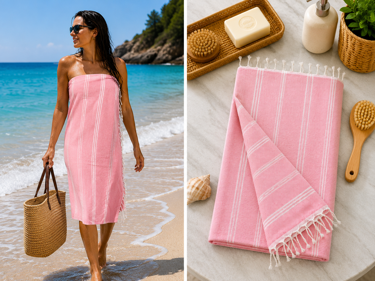 Turkish Towels - Miranda Pink