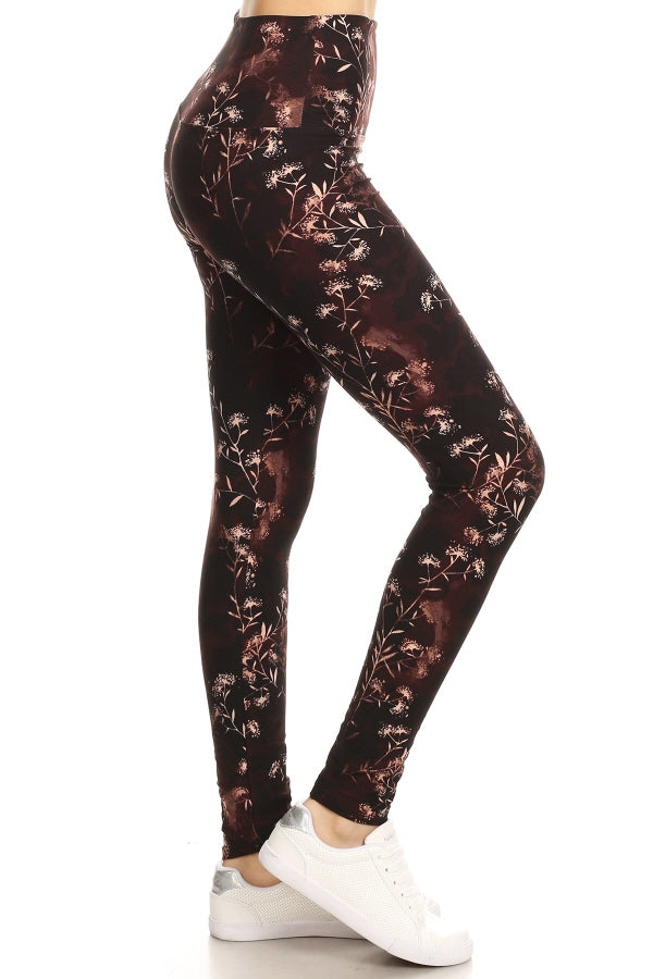 One Size Leggings - Chocolate Bloom