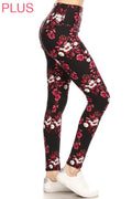 Plus Size Leggings - Crimson Bloom Leggings