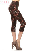 Plus Capri Leggings - Chocolate Bloom