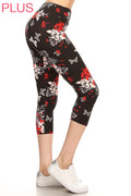 Plus Capri Leggings - Red Butterfly