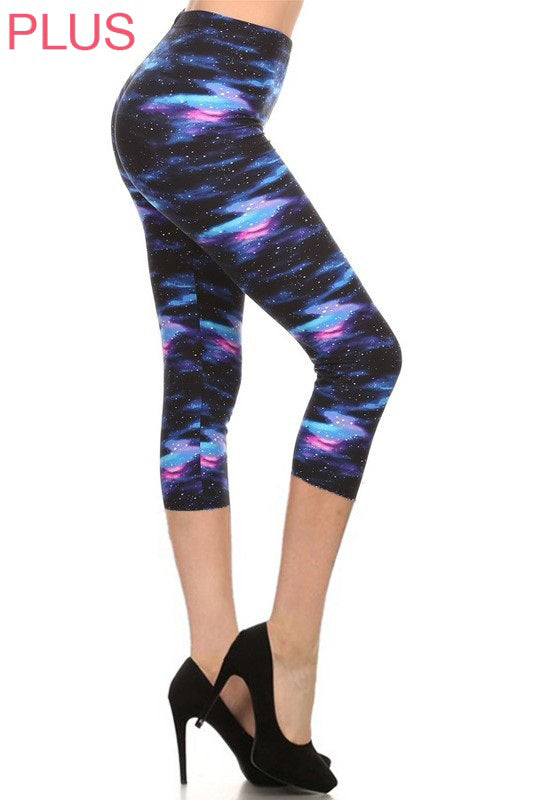 Plus  Capri Leggings _ Galaxy